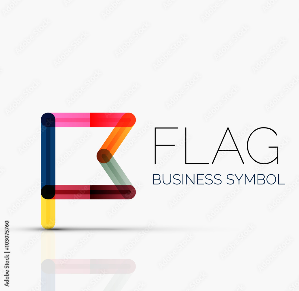 Logo flag, abstract linear geometric business icon