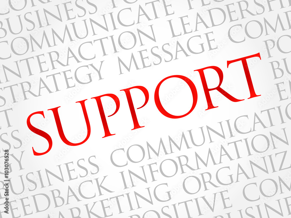 Support word cloud, business concept background Support word cloud, business concept background