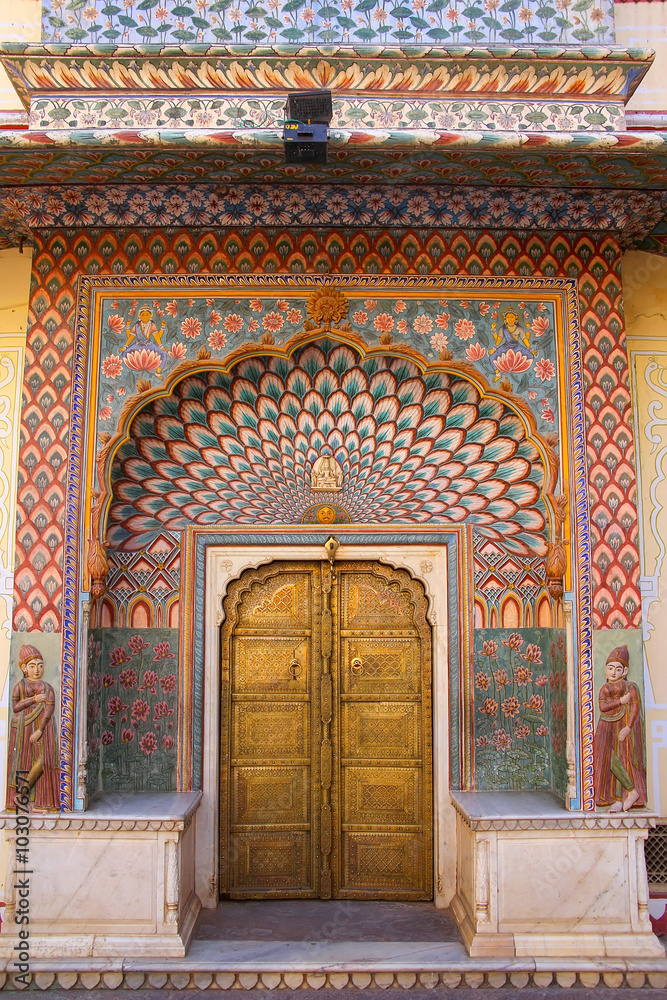 Lotus Gate in Pitam Niwas Chowk, Jaipur City Palace, Rajasthan,