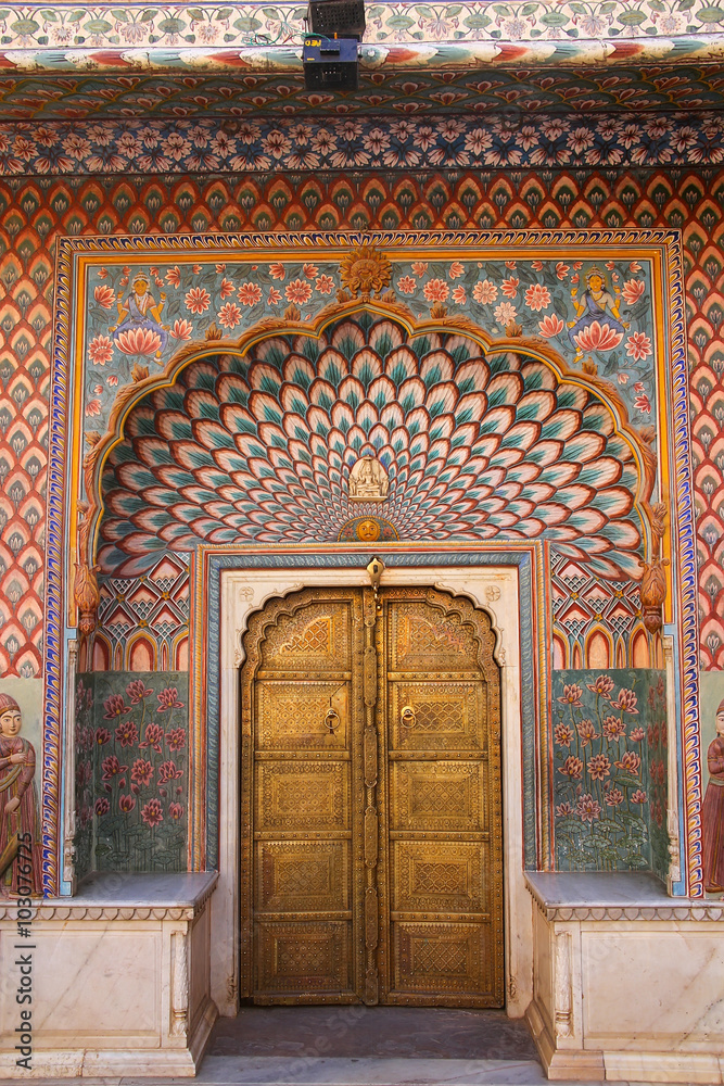 Lotus Gate in Pitam Niwas Chowk, Jaipur City Palace, Rajasthan,