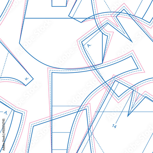 Dressmaking. Circuit pattern clothing. Seamless Pattern Sewing