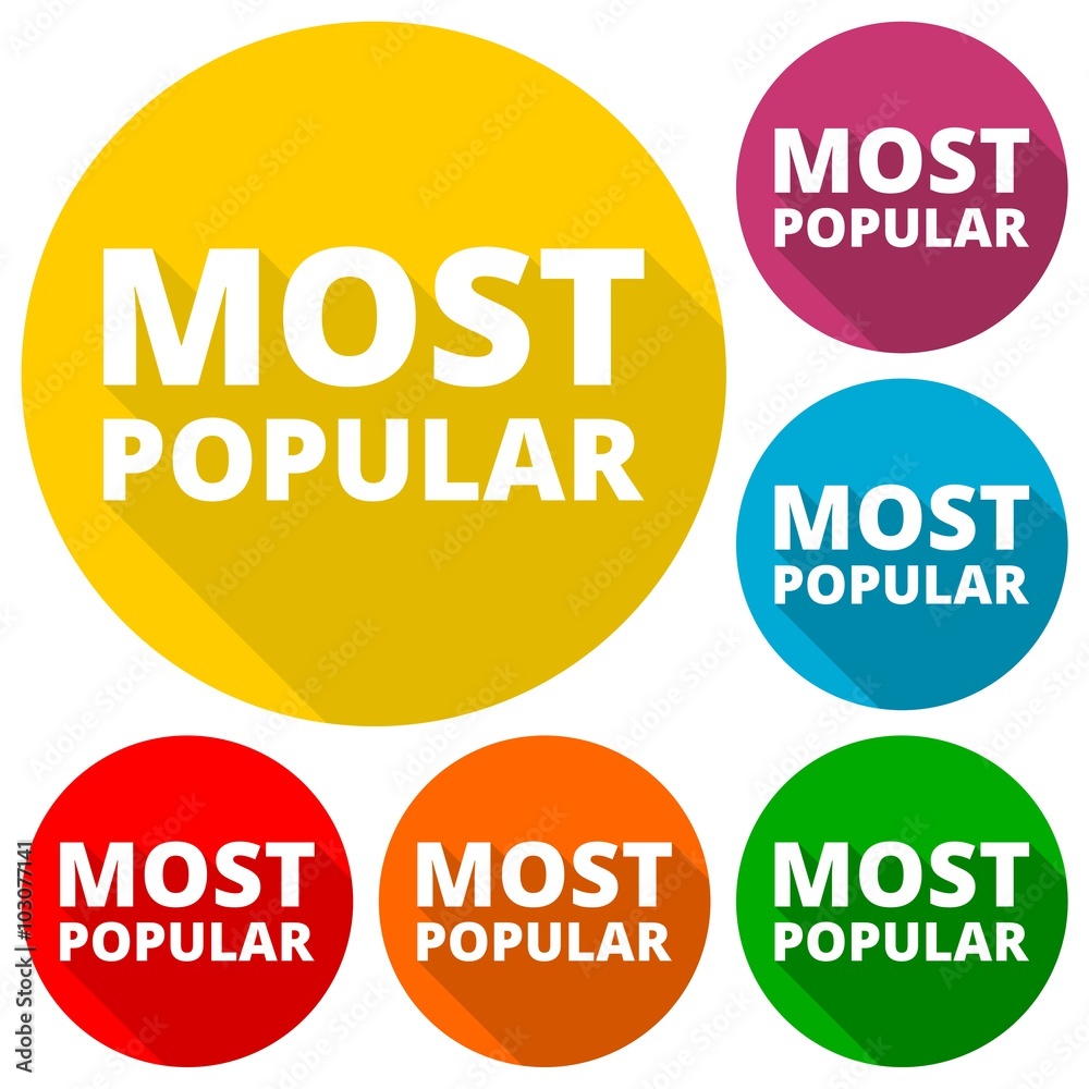 Most Popular icons set with long shadow Most Popular icons set with long shadow