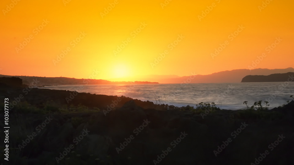 Beautiful sunset above mediterranean sea. Time-lapse. Beautiful sunset above mediterranean sea. Time-lapse.