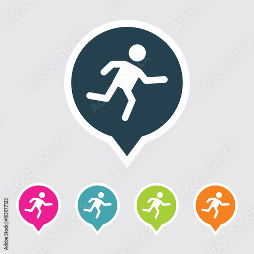 Very Useful Editable Runner Icon on Different Colored Pointer Shape. Eps-10.