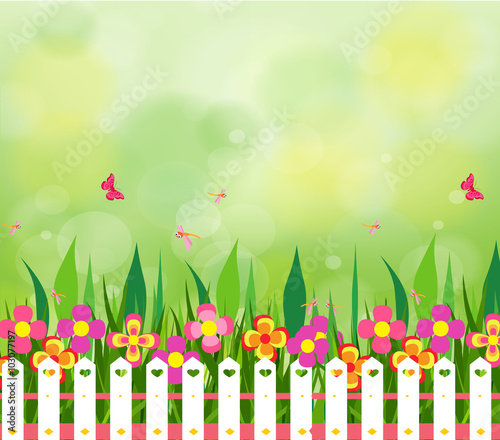 spring background with white grass