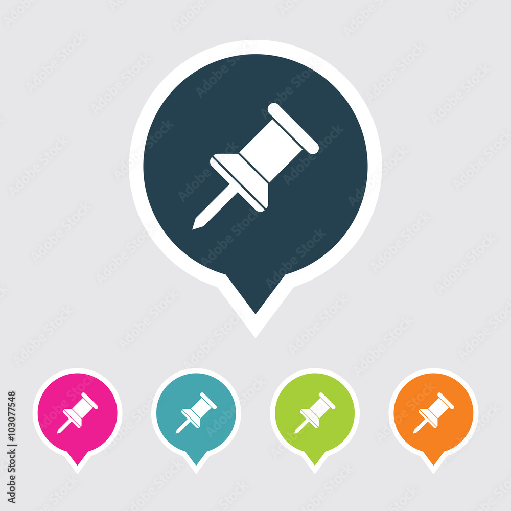Very Useful Editable Push Pin Icon on Different Colored Pointer Shape. Eps-10. Very Useful Editable Push Pin Icon on Different Colored Pointer Shape. Eps-10.