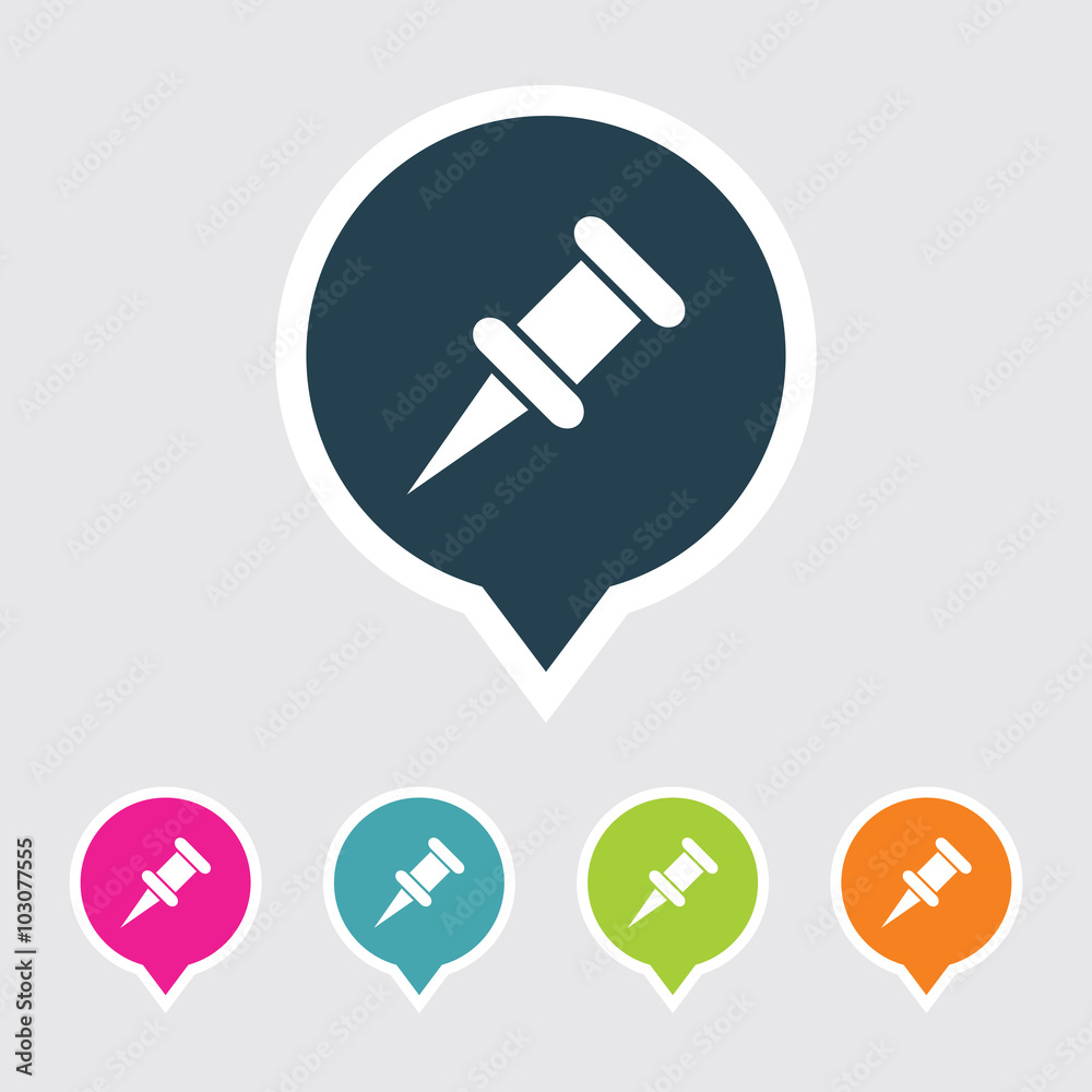 Very Useful Editable Push Pin Icon on Different Colored Pointer Shape. Eps-10. Very Useful Editable Push Pin Icon on Different Colored Pointer Shape. Eps-10.