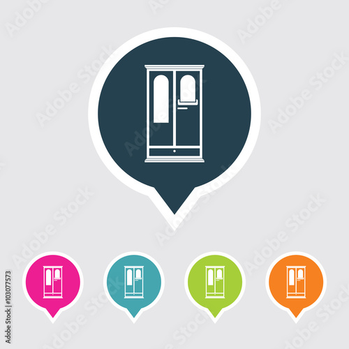 Very Useful Editable Cupboard / Wardrobe Icon on Different Colored Pointer Shape. Eps-10.