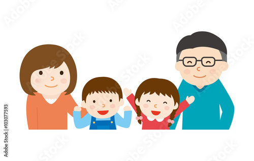 笑顔の家族　上半身　4人