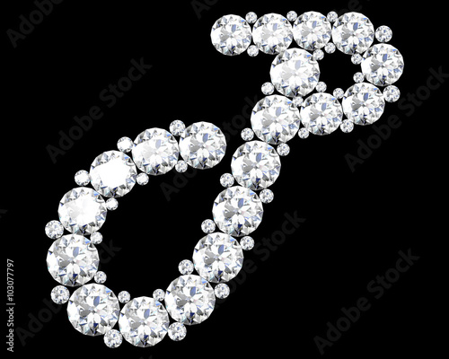A stunning beautiful "P" set in diamonds. V. 9
