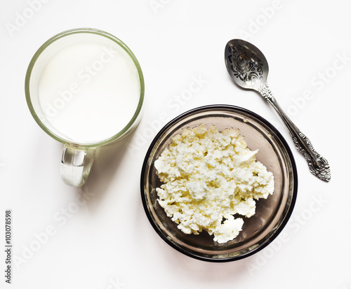 Brown glass bowl with curd 