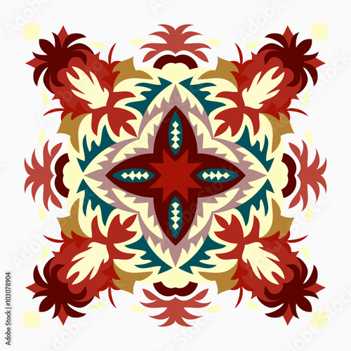colored background. Beautiful Mandala. Vector illustration.