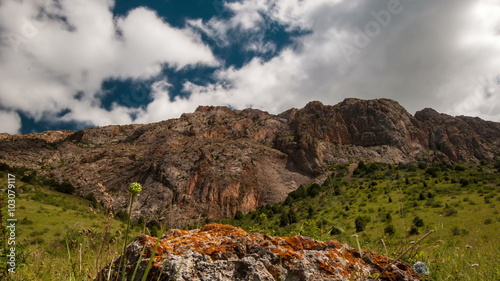 4K Timelapse. Mountains Sairam-Su, Tian Shan, Kazahkstan photo