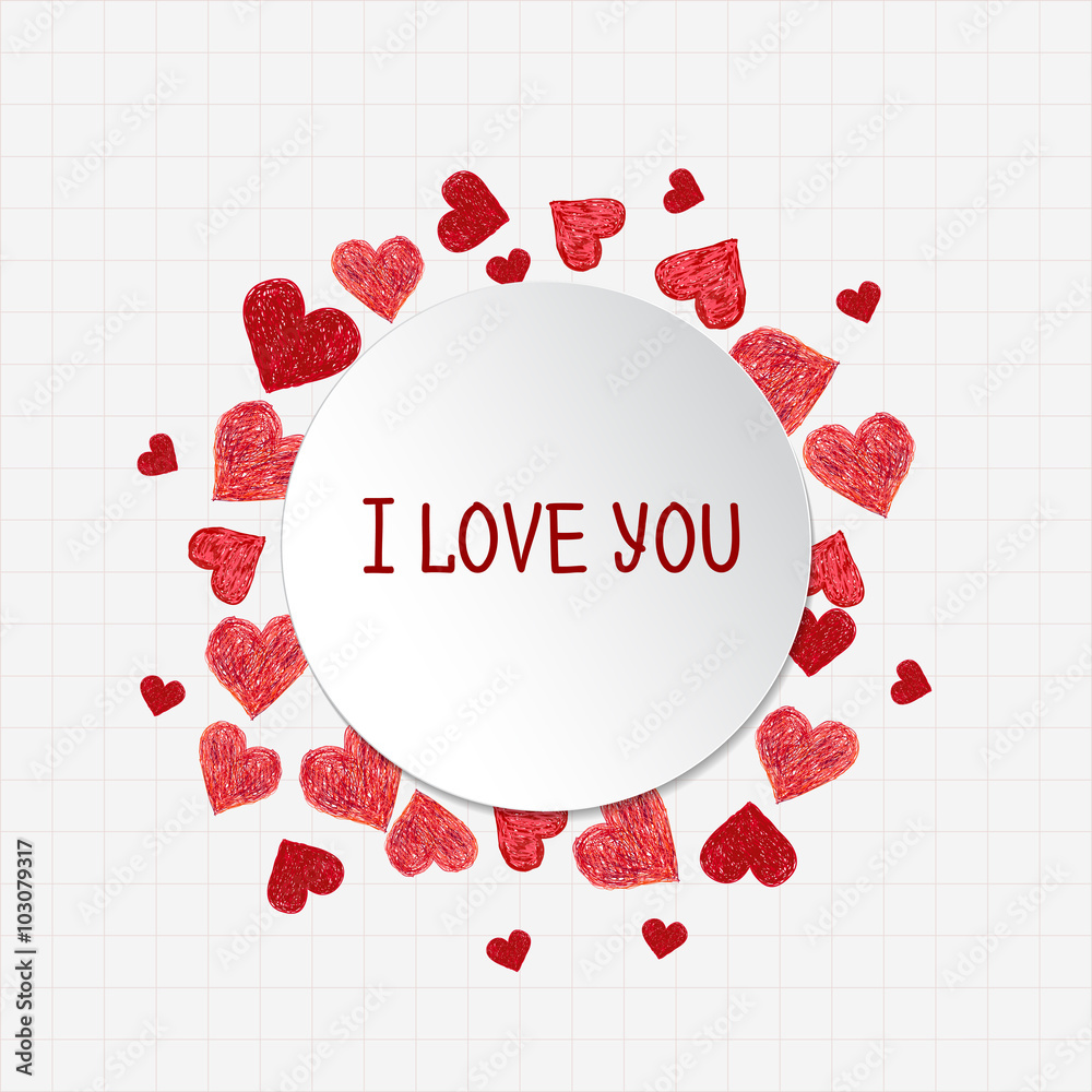 Circle frame made of hearts Circle frame made of hearts