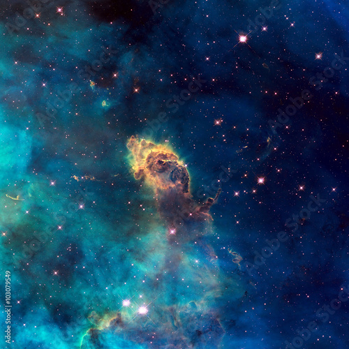 Universe filled with stellar jet  stars  nebula and galaxy.