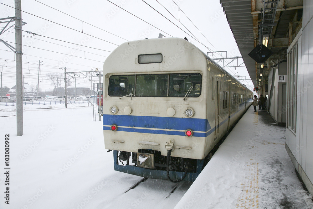Japanese train in winter