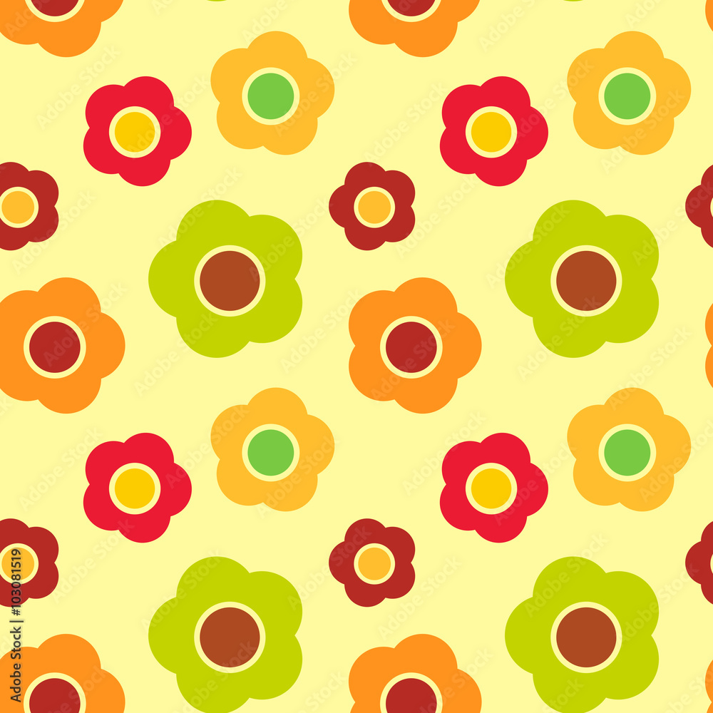 大きめ花柄のシームレスパターン レトロ Stock Illustration Adobe Stock