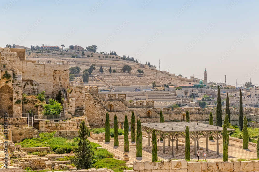 Panoramic view of the Solomon's temple remains in Jerusalem. Stock Photo |  Adobe Stock