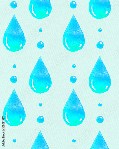 Watercolor pattern with a blue drop of water.