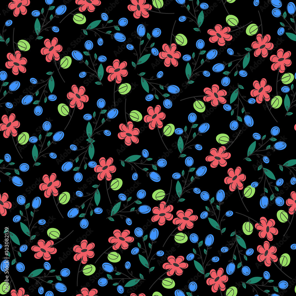 black textile seamless pattern witth floral elements black textile seamless pattern witth floral elements