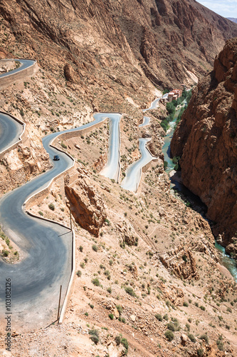Winding road in Dades Valley, Morocco, Africa