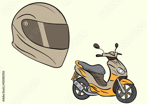 Motorcycle helmet and scooter