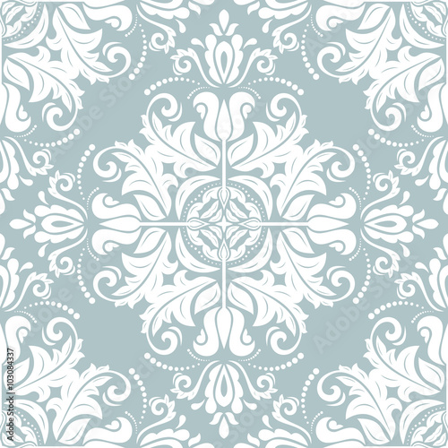 Seamless oriental ornament in the style of baroque. Traditional classic vector white pattern © Fine Art Studio