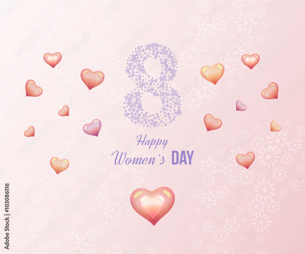  Postcard to March 8. Happy Women's Day background. 