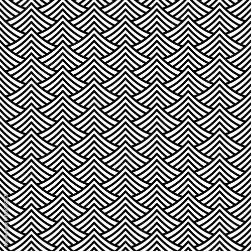 Vector seamless texture. Modern geometric background. Repeated monochrome pattern with abstract waves.