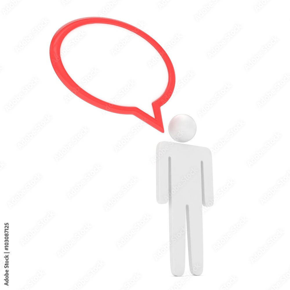 3d man with talk bubbles isolated over a white background 3d man with talk bubbles isolated over a white background