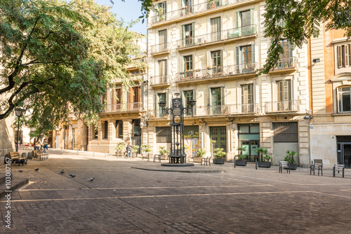 Canvas Print The public square Plaça de Sant Pere is a nice plaza in the heart of the Sant Pere/La Ribera district of Barcelona