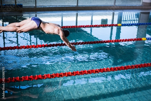 Fit man diving