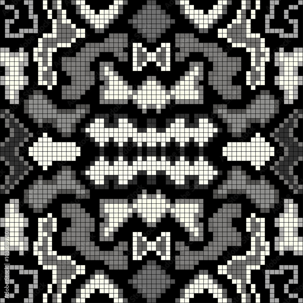 Fototapeta premium pixel monochrome seamless geometric pattern