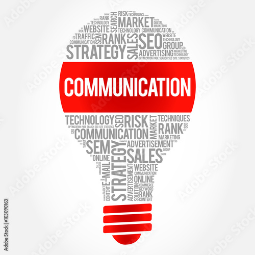 COMMUNICATION bulb word cloud, business concept