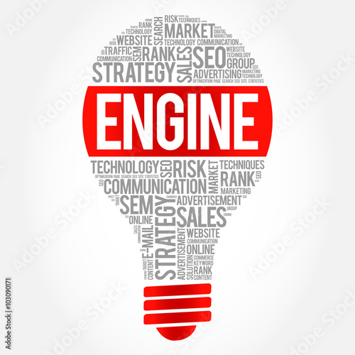ENGINE bulb word cloud, business concept