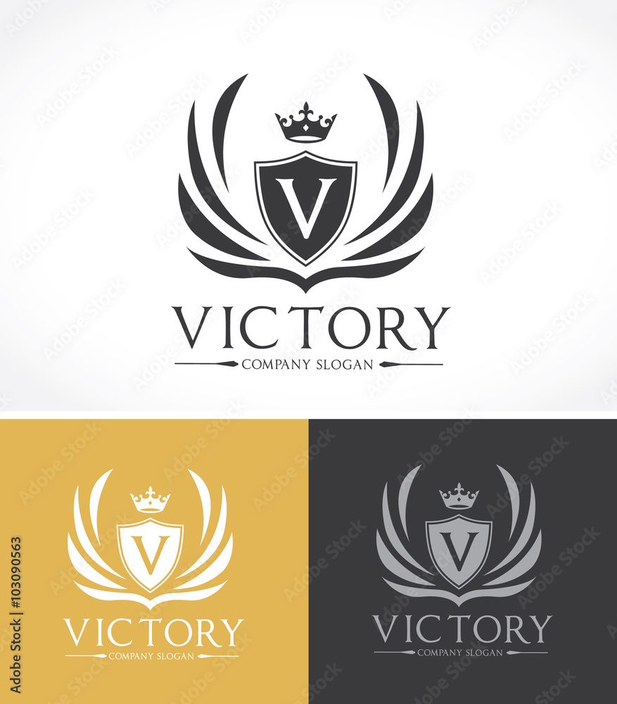 Obraz premium Victory logo,crest logo,v letter logo,Victorian logo,Vector logo template