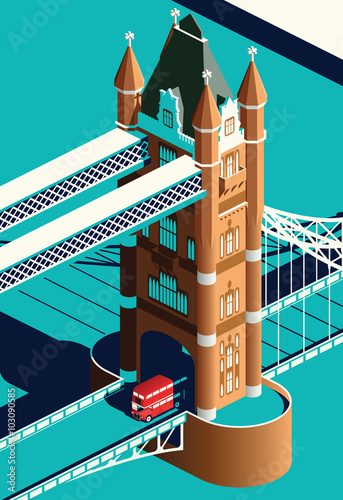 London Tower Bridge and double decker bus