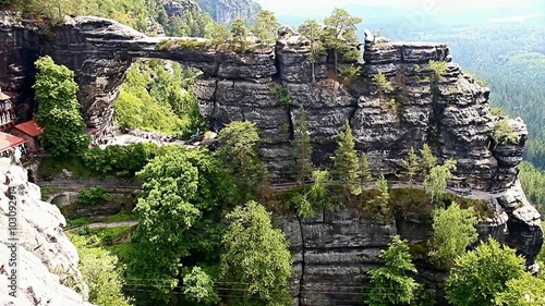 Czech Switzerland National Park with a sandstone gate - Pravcicka Brana photo