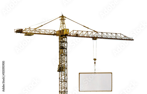heavy hoisting crane with advertisement hoardin