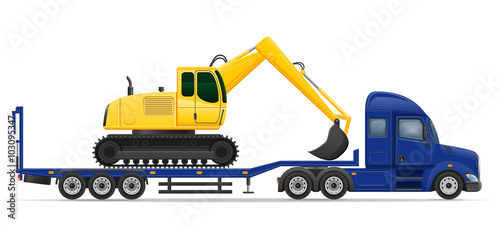 truck semi trailer delivery and transportation of construction m
