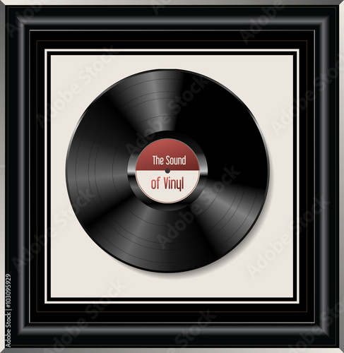 Black vinyl record isolated on white background