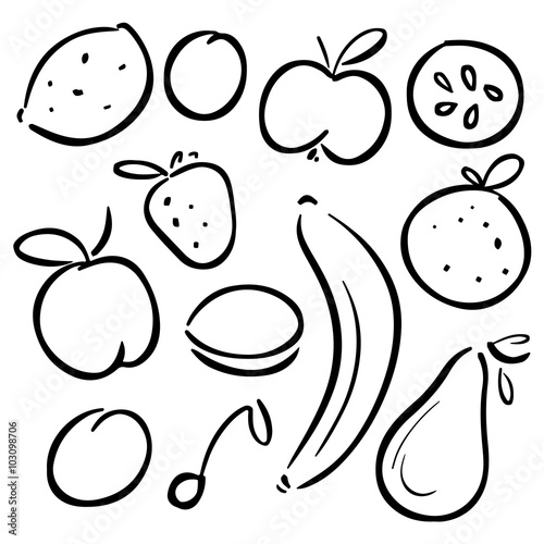 Set icons fruits
