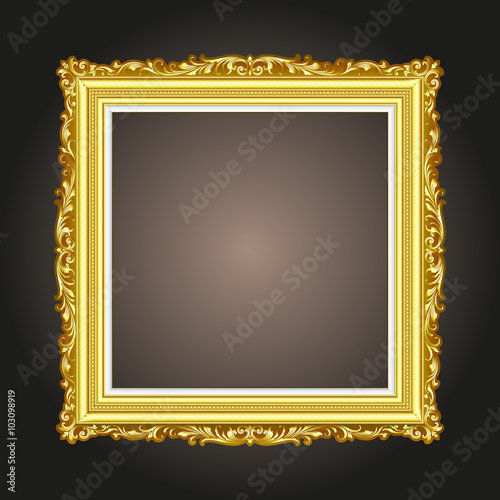 Vector vintage border frame logo engraving with retro ornament pattern in antique rococo style decorative design