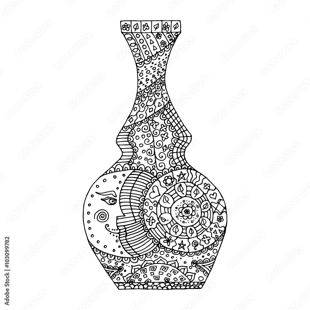 Vase zen tangle, zen doodle. Vaze tatoo, coloring. Stock Vector | Adobe  Stock