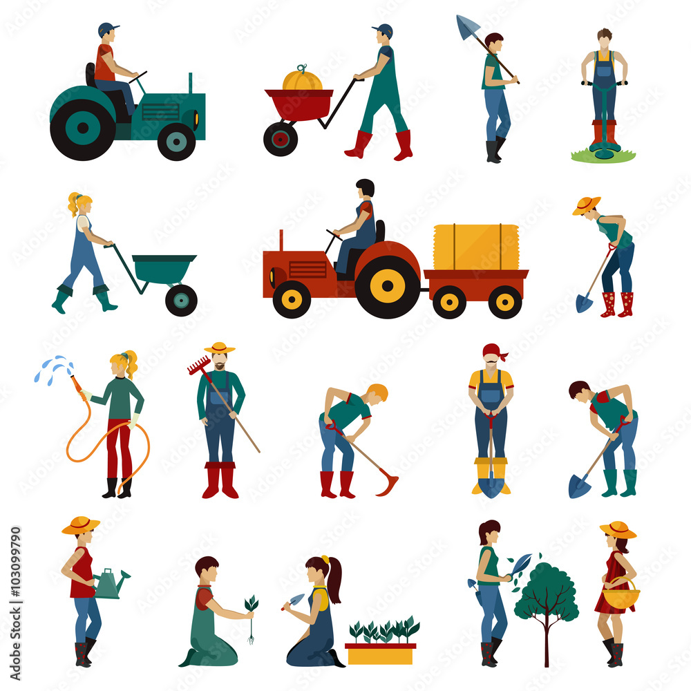 Gardening People Flat Set