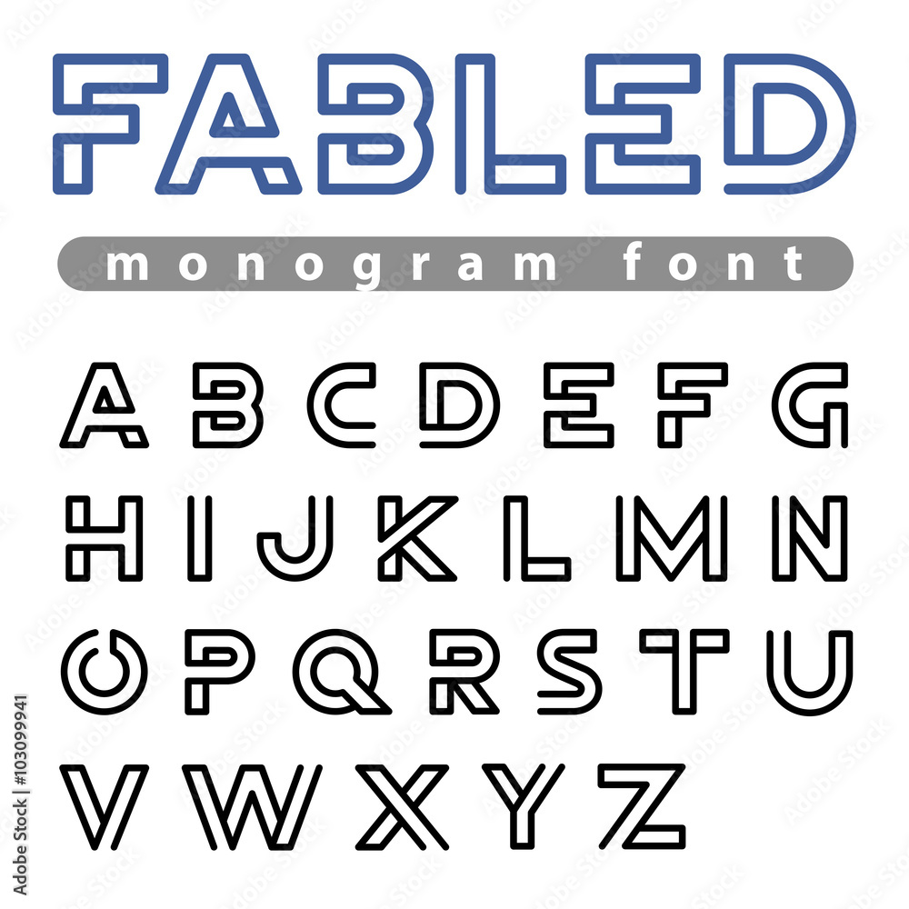 Logo Font vector alphabet design linear ABC outline typeface Stock ...