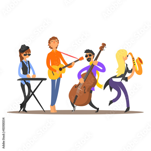 Musicians on the Stage. Vector Illustration
