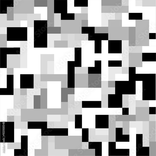 black and white vector mosaic squares background