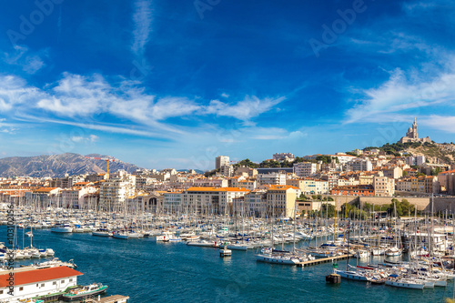 Wallpaper Mural Notre Dame de la Garde and olf port in Marseille, France Torontodigital.ca