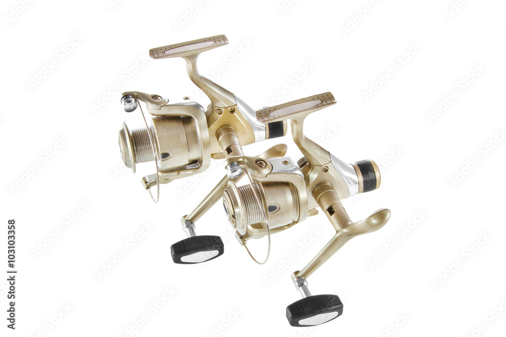 isolated object on a white background fishing reelf isolated object on a white background fishing reelf